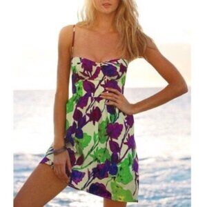 New vintage Victoria's Secret floral bustier corset balconette cotton mini dress